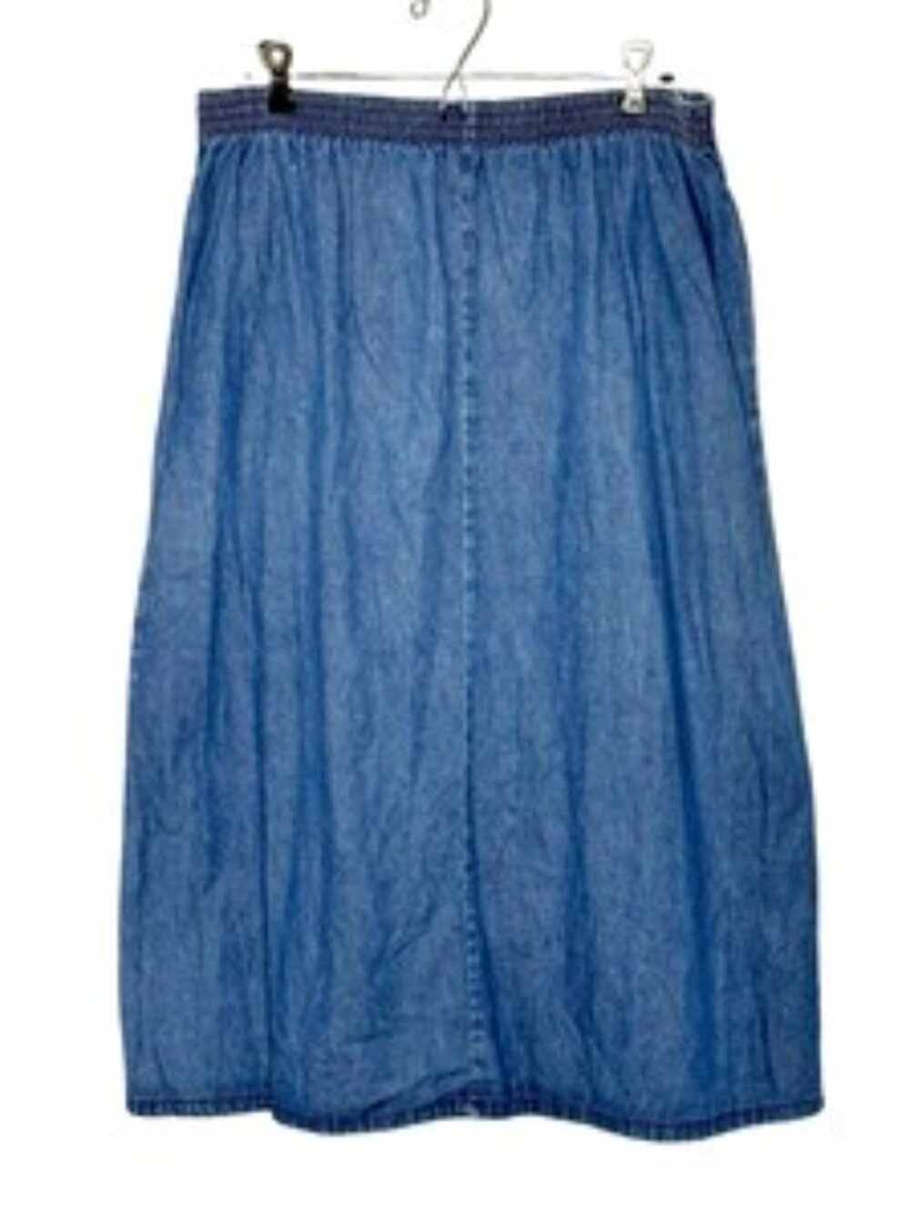 Vintage Lord Isaac's Sport Pleated Denim Midi Skirt Size 16 High Waist Blue Jean - Picture 3 of 8